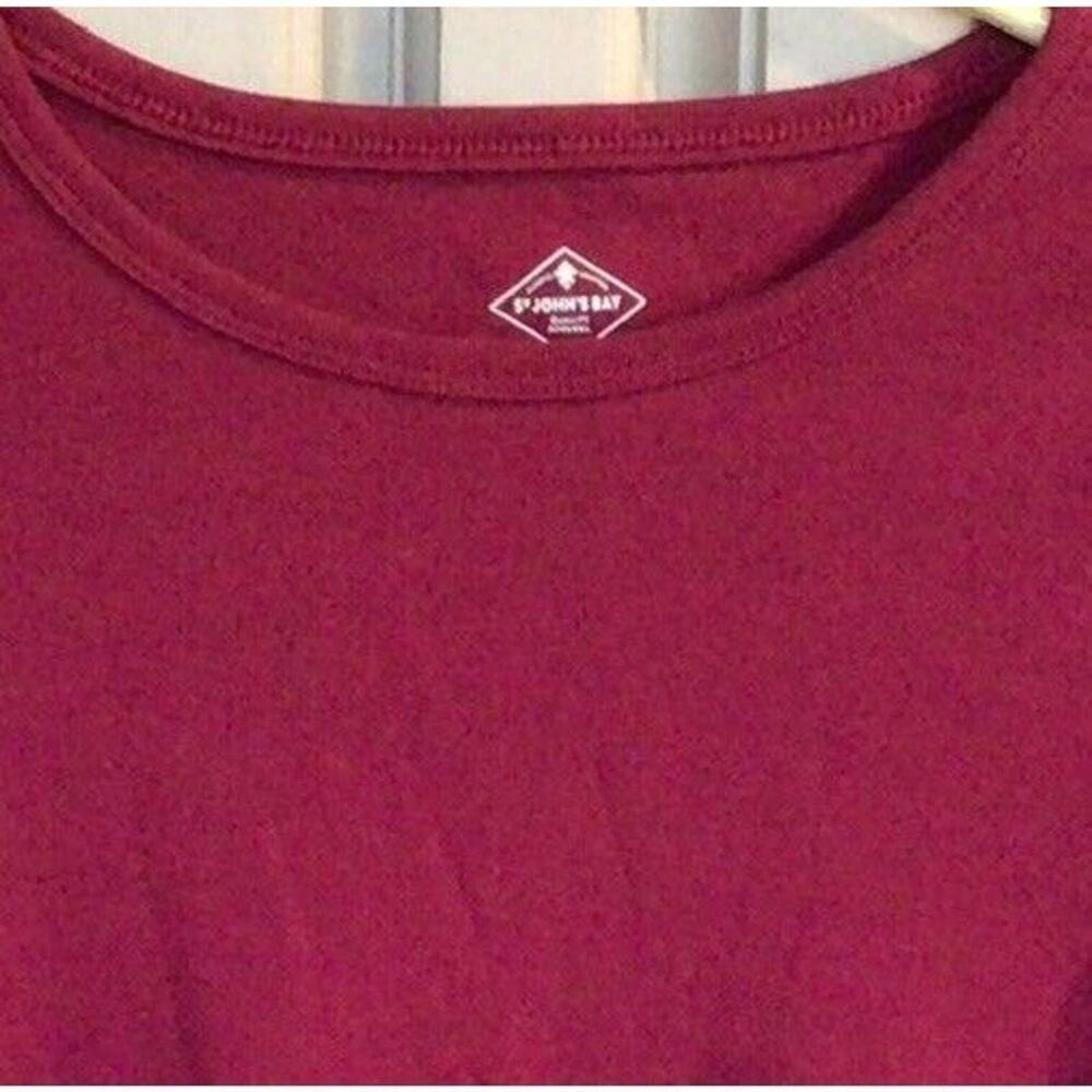 St John’s Bay Tee Maroon SzPS Long Sleeves Round Neck Lt Wear Pre Owned